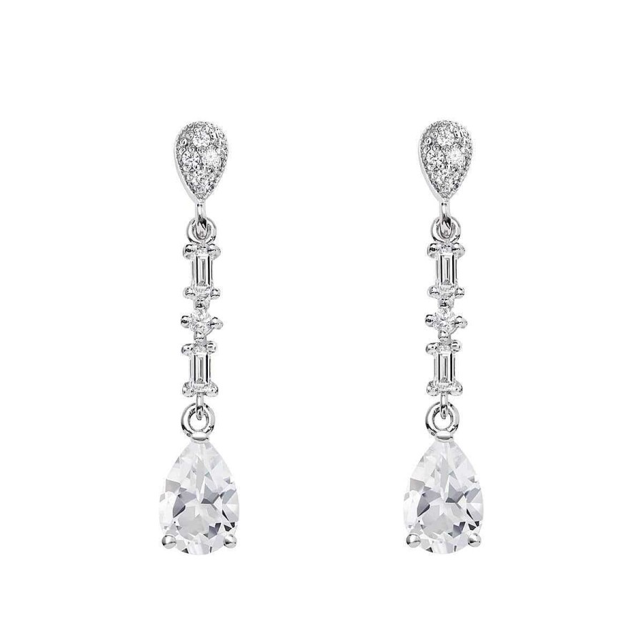 Joyer A ARGYOR | Pendientes De Novia Plata Con Topacios Entrepieza Baguette 79B0206Ta(1|2|3)