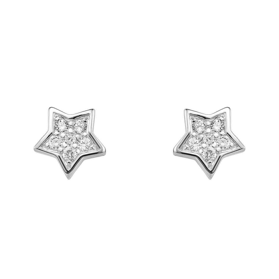 Joyer A ARGYOR | Pendientes Estrella Diamantes Y Oro Blanco (76Bpe005)