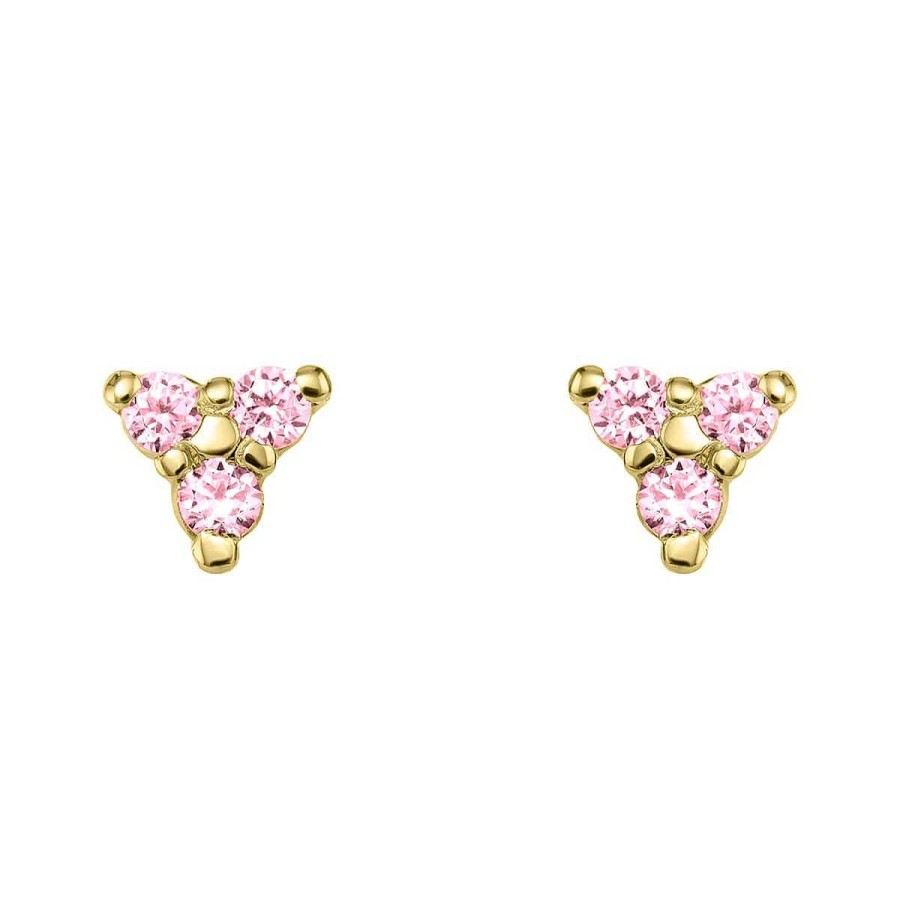 Joyer A ARGYOR | Pendientes Oro Tri Ngulo Con Zafiros Rosa (76Ape002Zr)