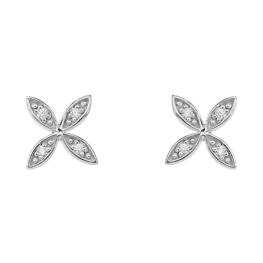 Joyer A ARGYOR | Pendientes Plata De Ley En Flor Con Brillantes (76Bpe006)