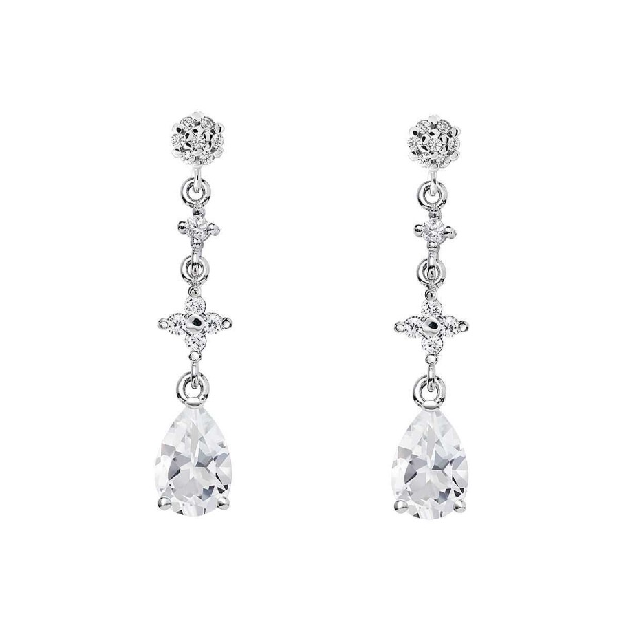 Joyer A ARGYOR | Pendientes De Novia Plata Con Topacios Entrepieza Cruz 79B0604Ta(1|2|3)