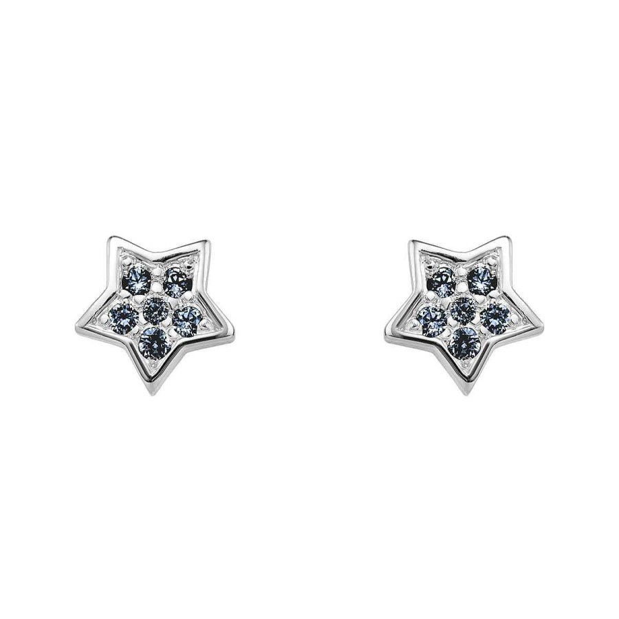 Joyer A ARGYOR | Pendientes Oro Blanco Estrella Con Zafiros Azules (76Bpe005Za)