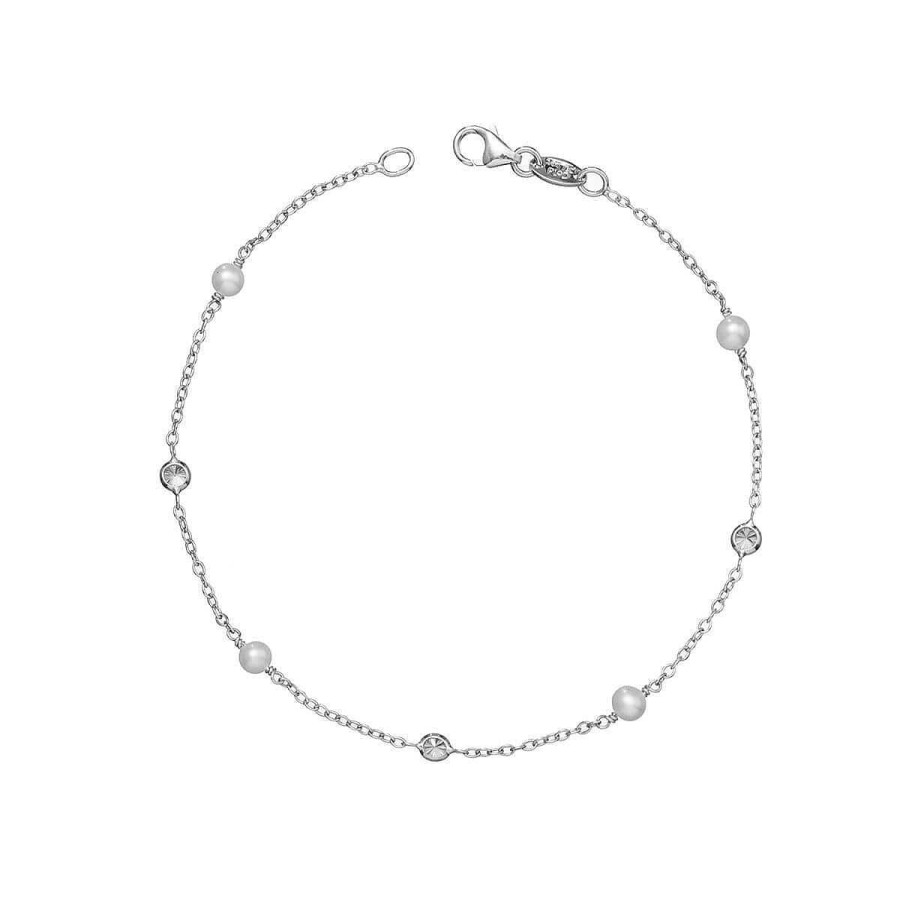 Joyer A ARGYOR | Pulsera Oro Blanco 18K Con Perlas Y Circonitas (046B101Pul)