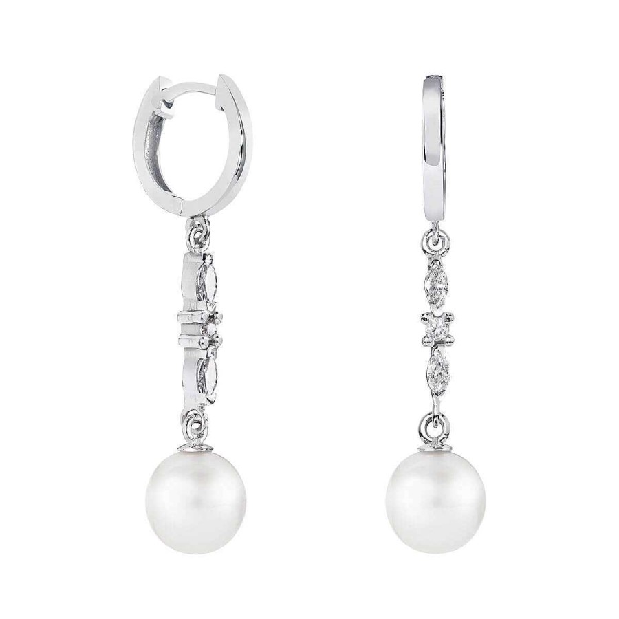 Joyer A ARGYOR | Pendientes Con Perlas Para Novia Oro Blanco Diamantes O Topacios (79B0305Td1)