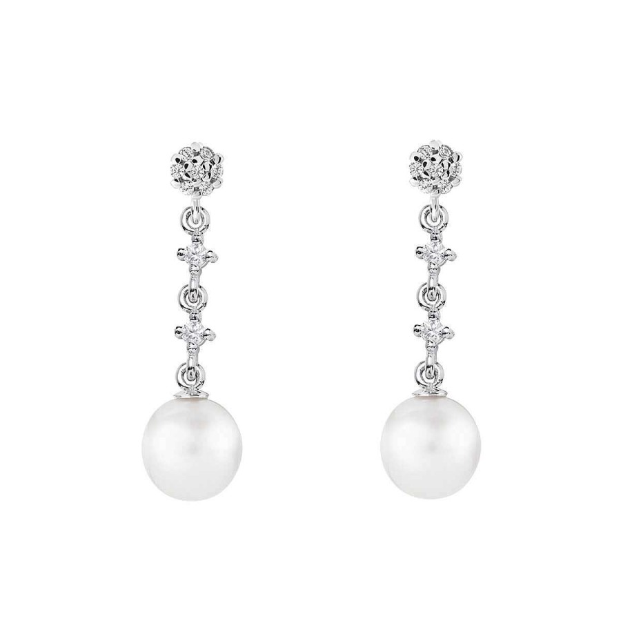 Joyer A ARGYOR | Pendientes De Perlas Blancas Para Novias Plata Y Topacios (79B0602Td1)