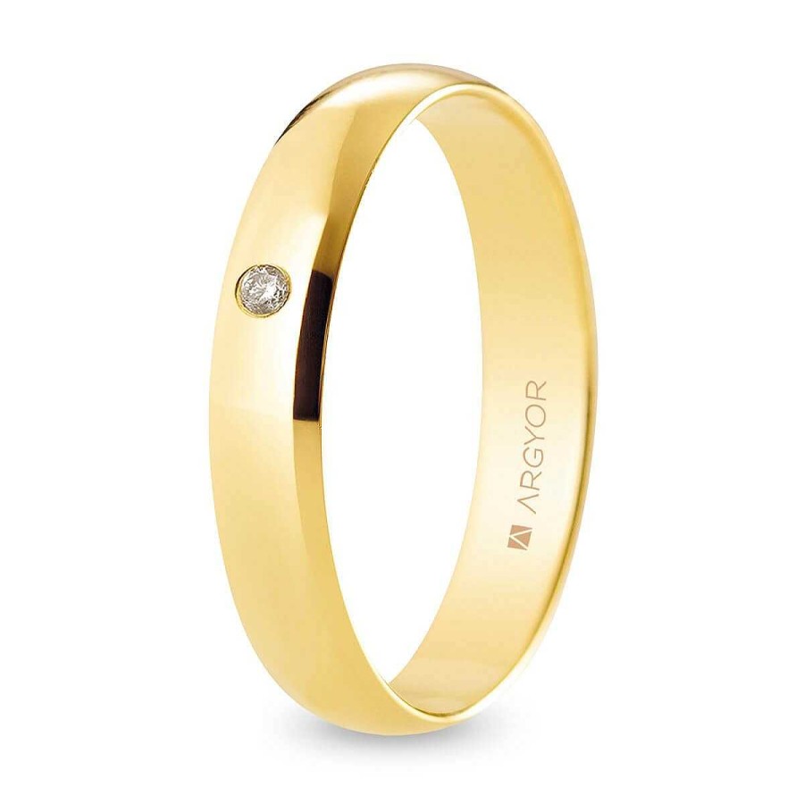 Joyer A ARGYOR | Alianza De Boda Oro Y Diamante Media Ca A 4 Mm Confort (A40Cp1D)