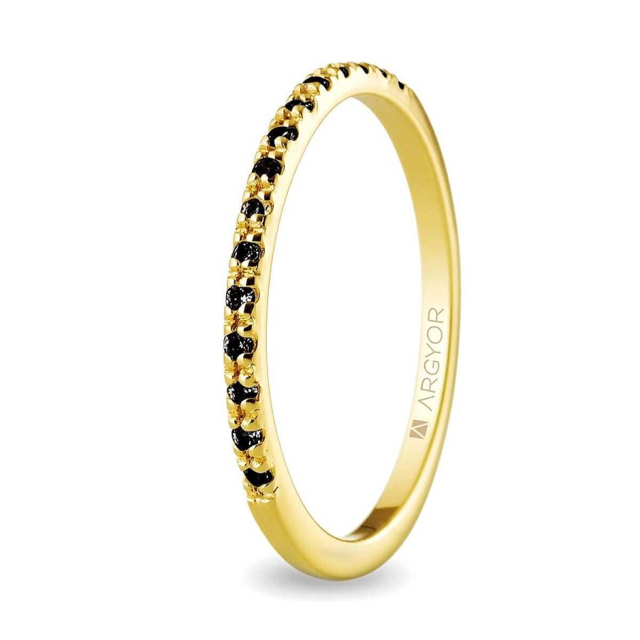 Joyer A ARGYOR | Anillo De Oro Amarillo Con 15 Diamantes Negros (74A0070Dn)