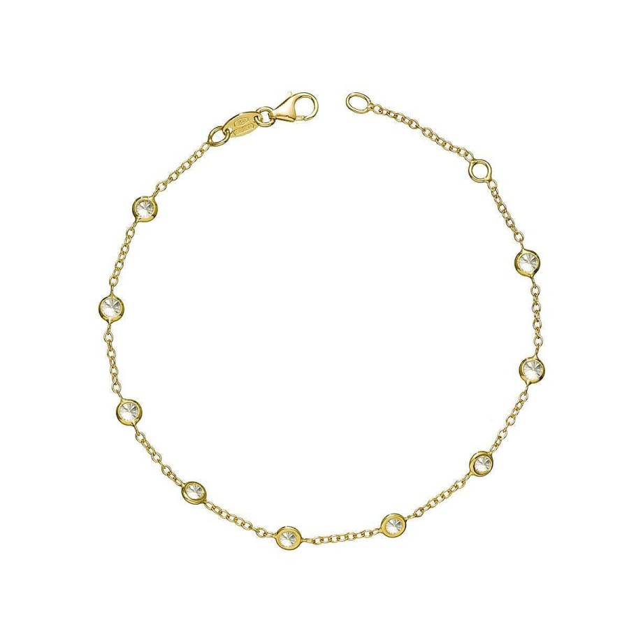 Joyer A ARGYOR | Pulsera Oro Amarillo 18K Con 9 Circonitas (043A101Pul)