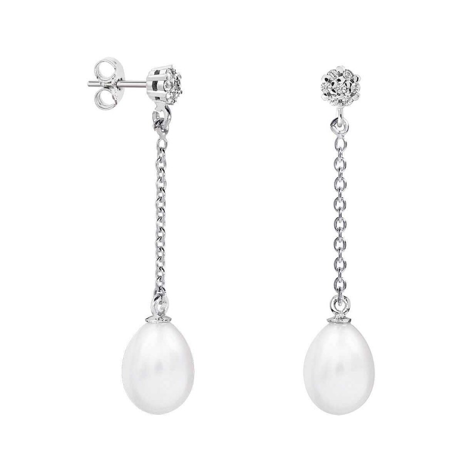 Joyer A ARGYOR | Pendientes De Perlas Para Novia Oro Blanco Topacios O Diamantes (79B0607Te1)