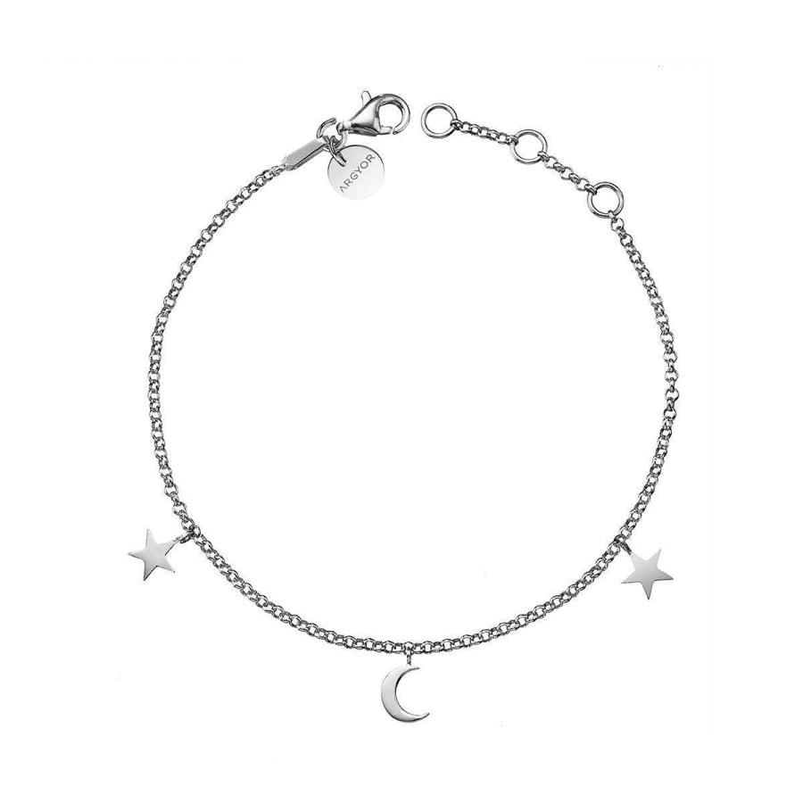 Joyer A ARGYOR | Pulsera De Oro Blanco 18K Luna Y Estrellas (4B8307300)