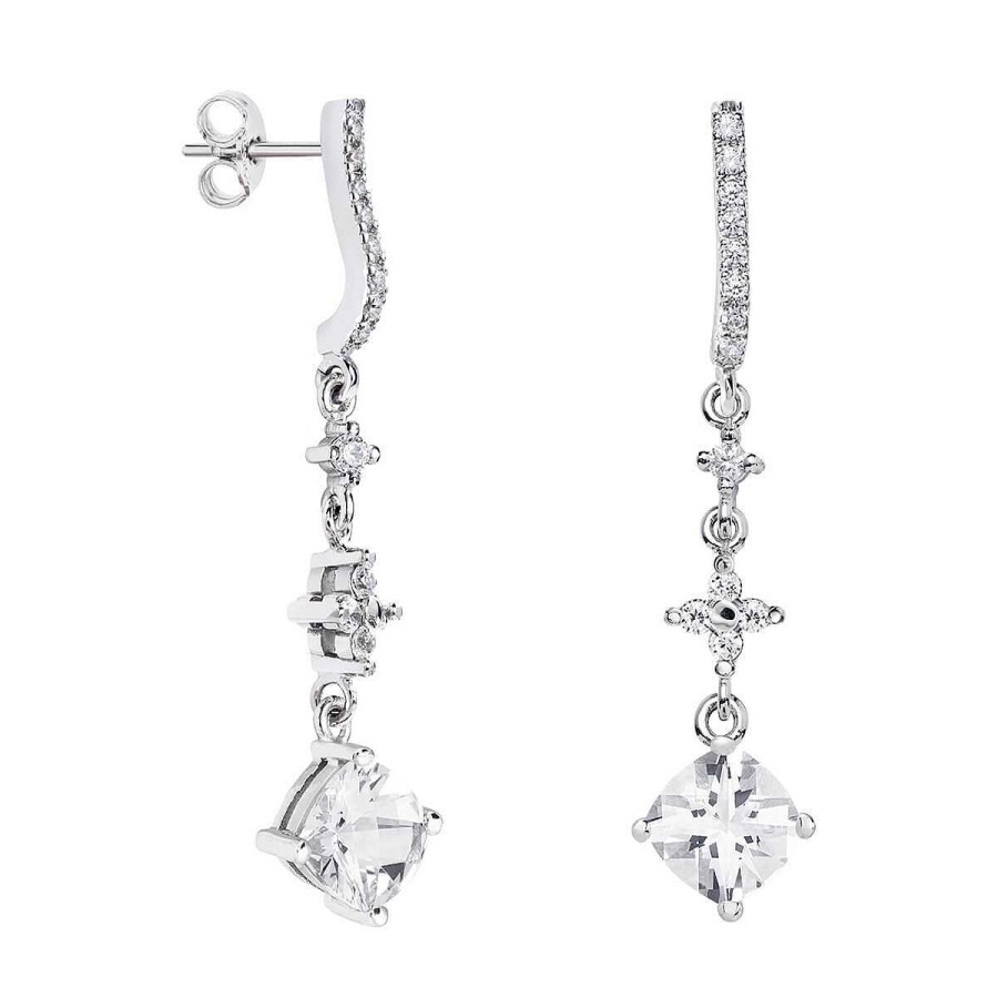 Joyer A ARGYOR | Pendientes De Novia Plata Con Topacios Entrepieza Cruz 79B0504Tc(1|2|3)