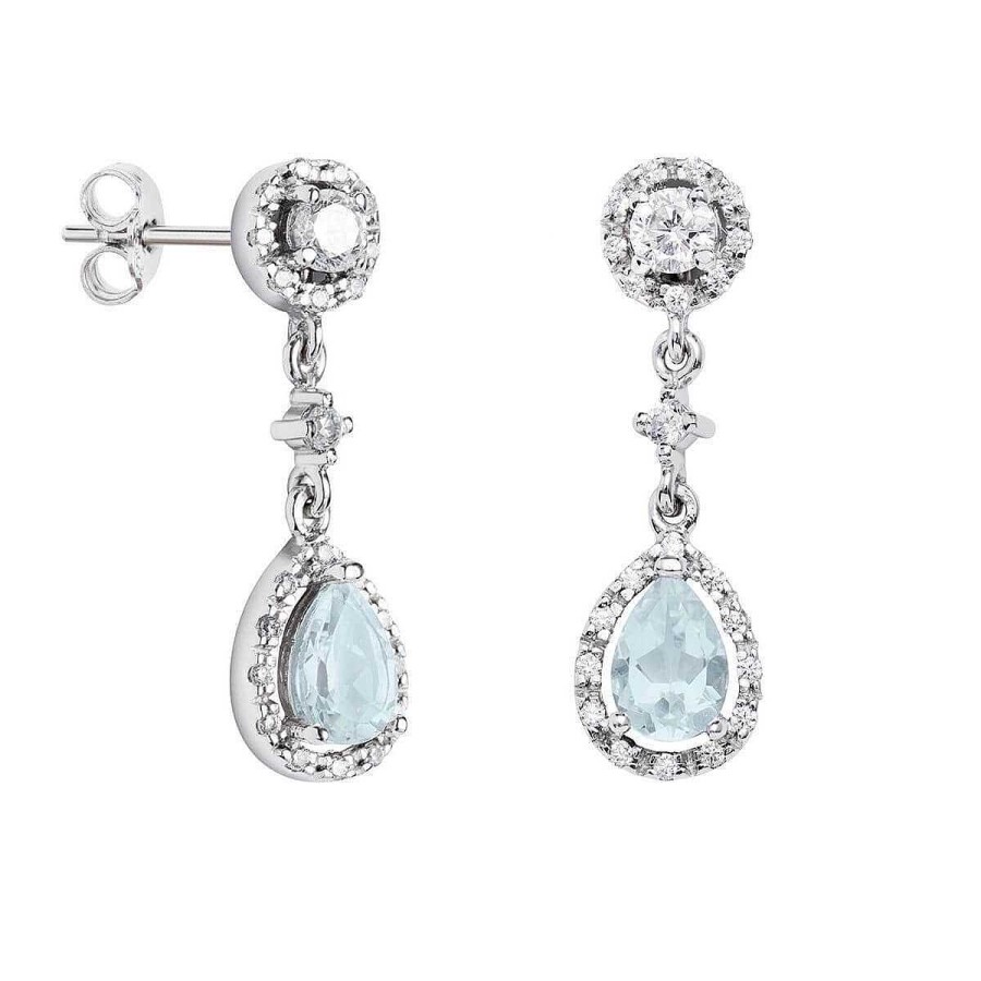 Joyer A ARGYOR | Pendientes De Novia Largos En Plata Con Topacio Azul (75B0208Tta)