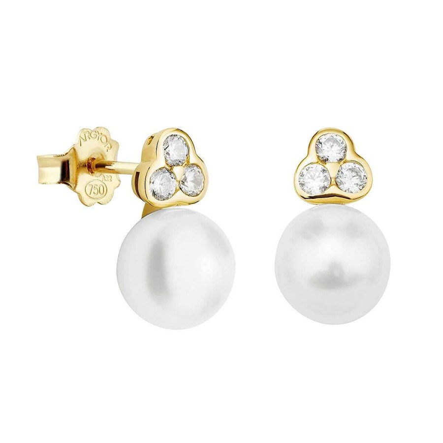 Joyer A ARGYOR | Pendientes De Oro 18K Perla Con Brillantes (75A0007Z)