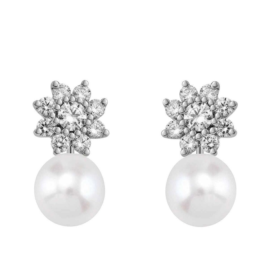 Joyer A ARGYOR | Pendientes De Plata Con Perlas Y Circonitas En Flor (75B0105P)