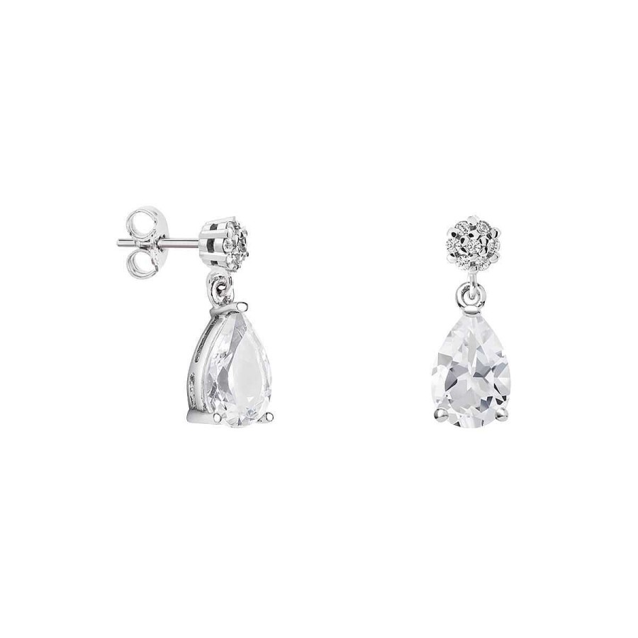 Joyer A ARGYOR | Pendientes De Novia Plata Con Cabezal En Dise O Roseta Y Topacio 79B0600Ta(1|2|3)