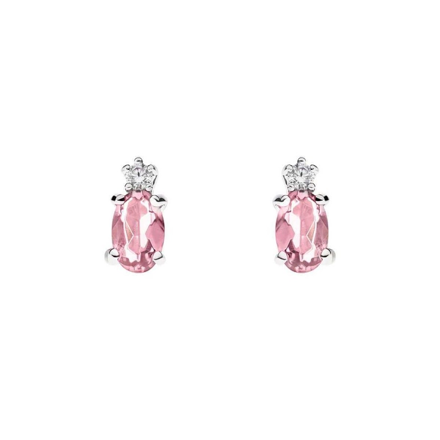 Joyer A ARGYOR | Pendientes Oro Blanco Con Zafiro Rosa Y Diamante (0516003Z)