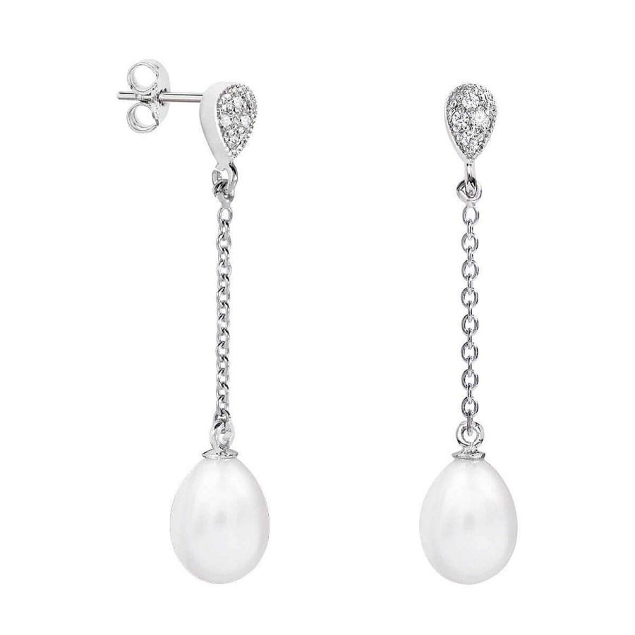 Joyer A ARGYOR | Pendientes De Perlas Para Novia En Plata Con Topacios Y Cadena (79B0207Te1)