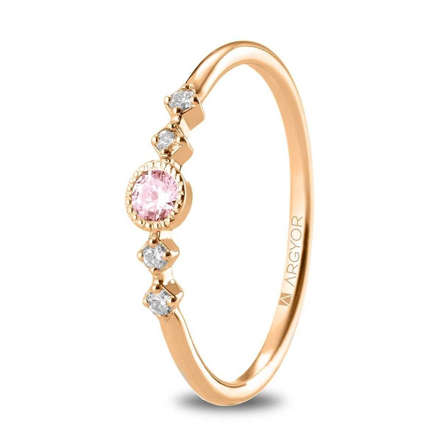 Joyer A ARGYOR | Anillo Zafiro Rosa 4 Diamantes (74R0084Zr)