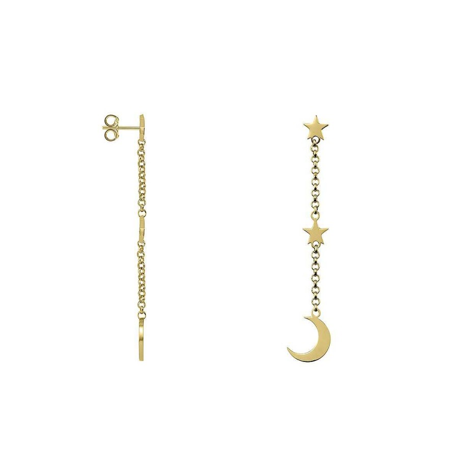 Joyer A ARGYOR | Pendientes Largos De Oro Luna Y Estrellas (6A8307300C)