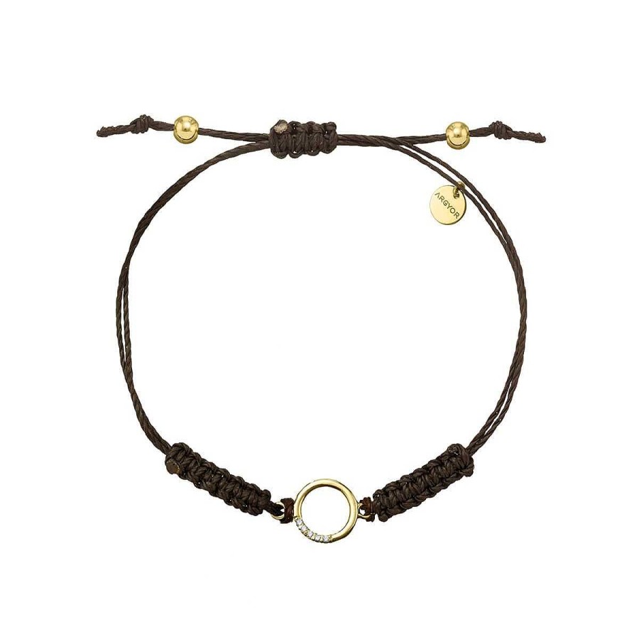 Joyer A ARGYOR | Pulsera Macram Oro C Rculo Con 5 Brillantes (76Ama013)