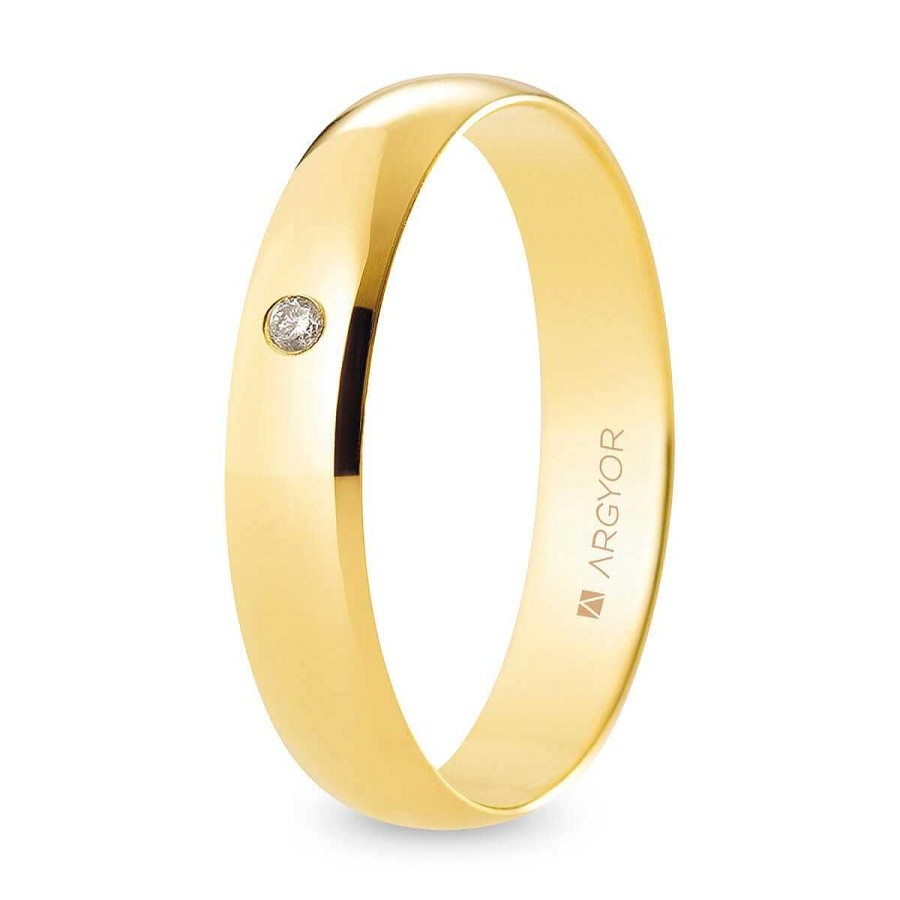 Joyer A ARGYOR | Alianza De Boda Oro Y Diamante Media Ca A 4,5 Mm Confort (A45Cp1D)