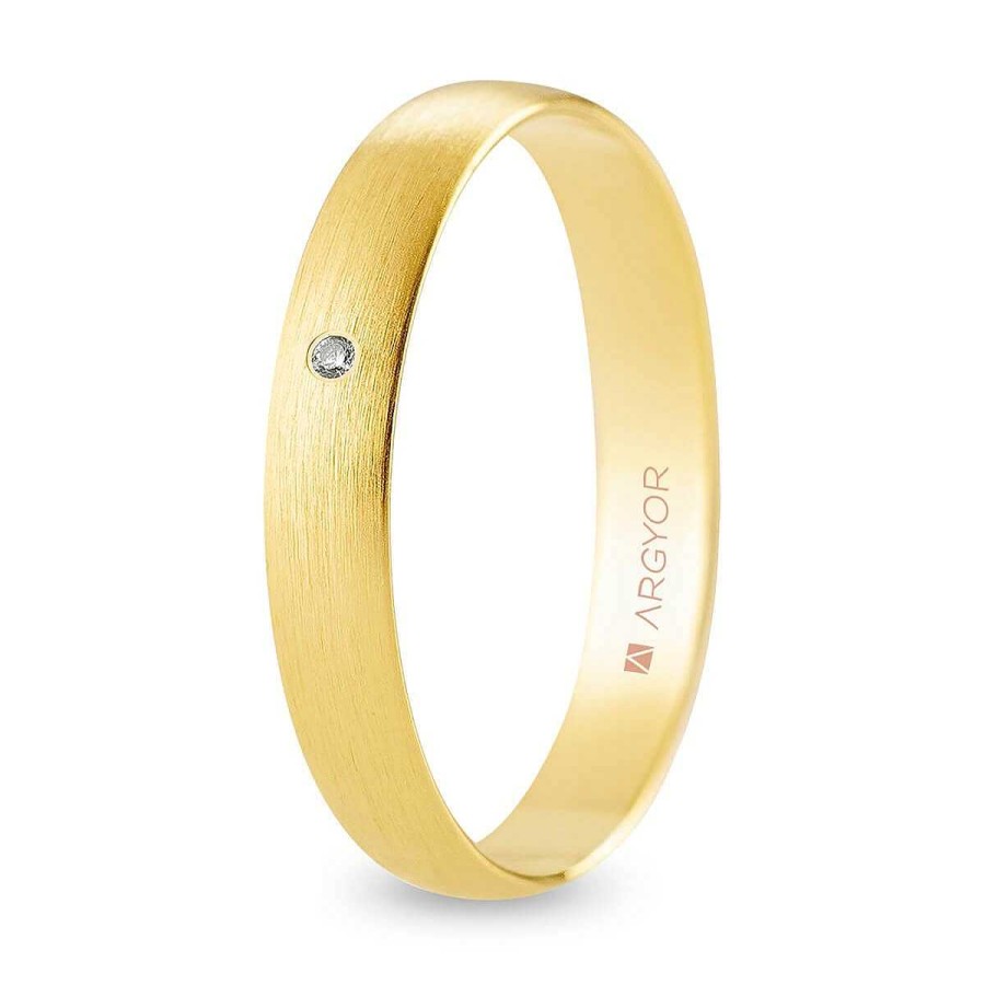 Joyer A ARGYOR | Alianza De Boda Oro Y Diamante Media Ca A 3 Mm Satinada (A30Rs1D)