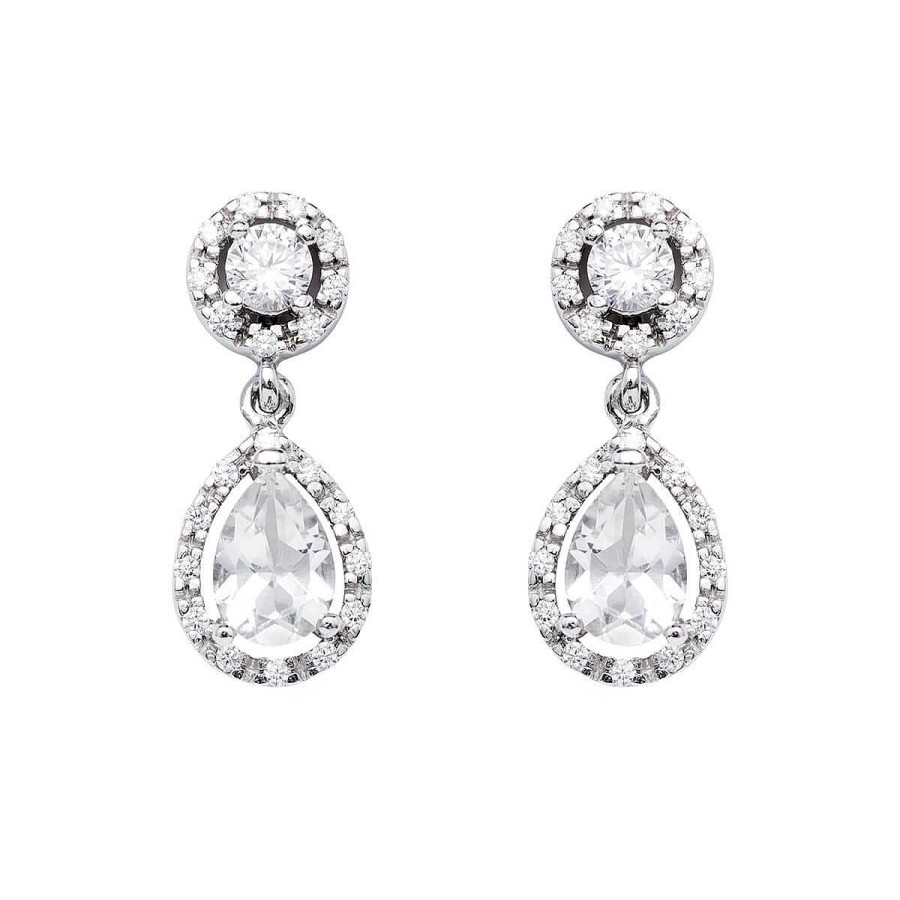 Joyer A ARGYOR | Pendientes Novia Brillantes En Plata Con Topacios (75B0205Tt)