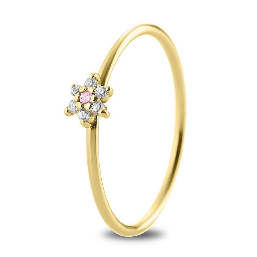 Joyer A ARGYOR | Anillo Oro 18K Flor Con Zafiro Rosa Y Diamantes (76Aan001Zr)