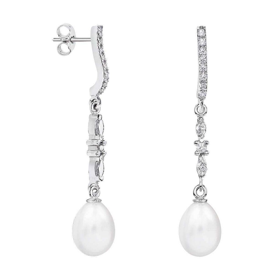 Joyer A ARGYOR | Pendientes De Perlas Novia Plata Con Topacios Marquise (79B0505Te1)