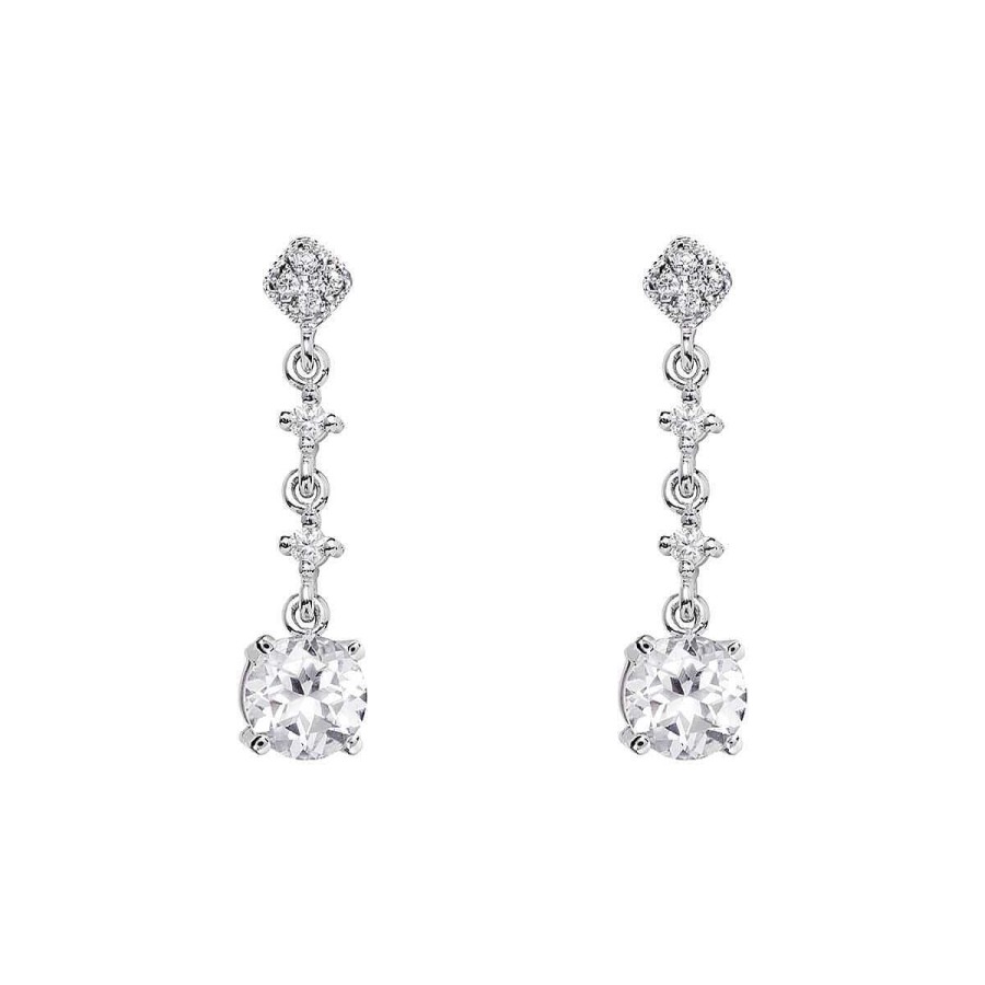 Joyer A ARGYOR | Pendientes De Novia En Plata De Ley Con Piedra Blanca (75B0230Tt)