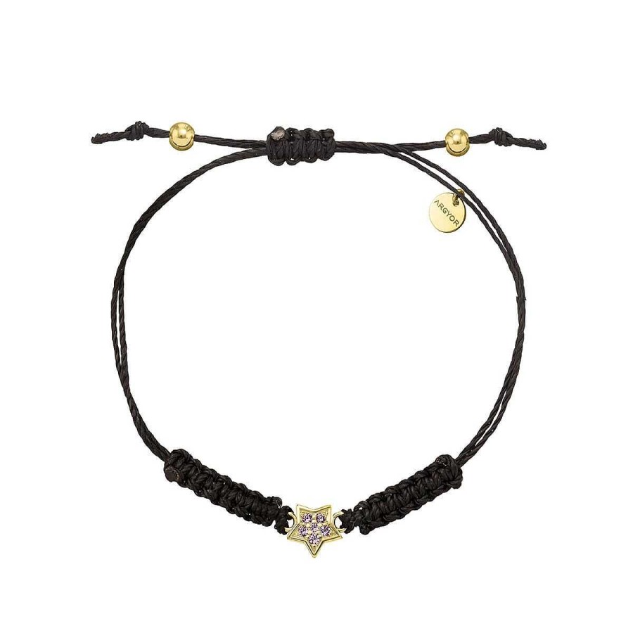 Joyer A ARGYOR | Pulsera Macram Oro Estrella Zafiro Rosa (76Ama005Zr)