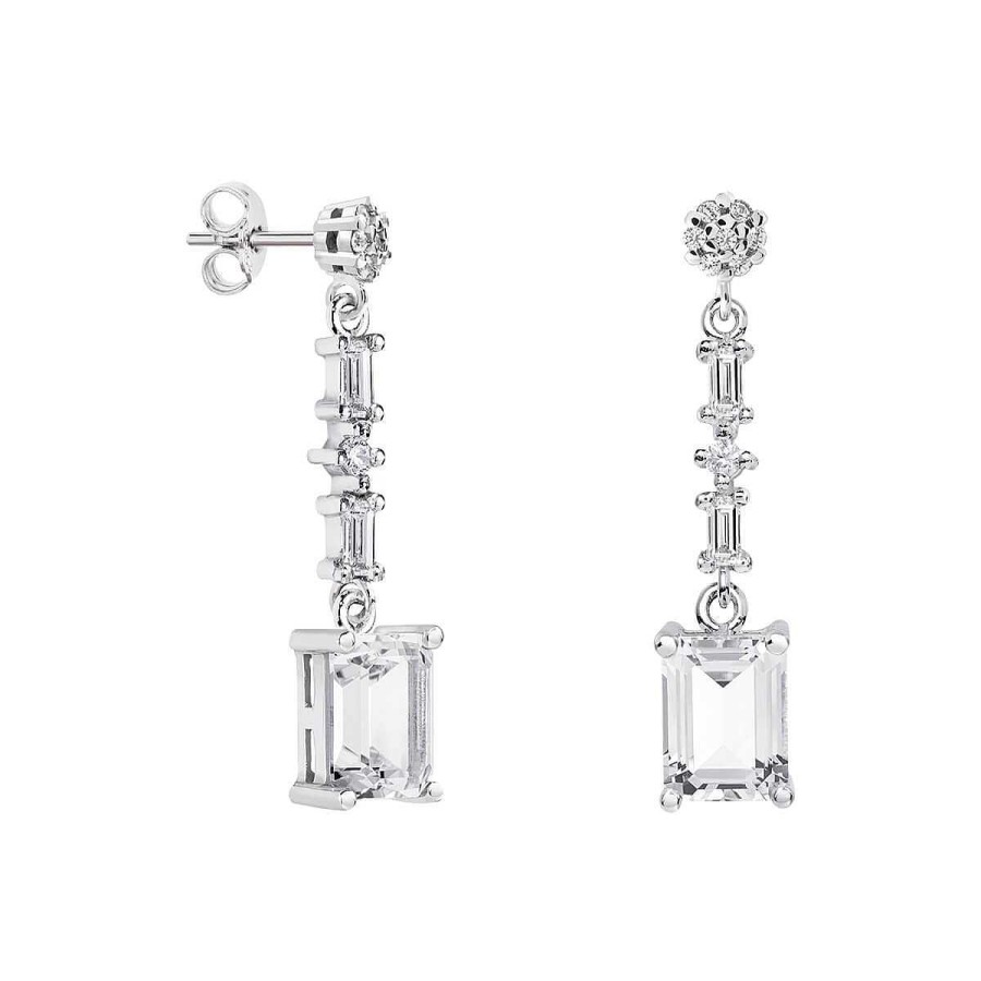 Joyer A ARGYOR | Pendientes De Novia Plata Con Topacio Corte Rect Ngulo 79B0606Tb(1|2|3)