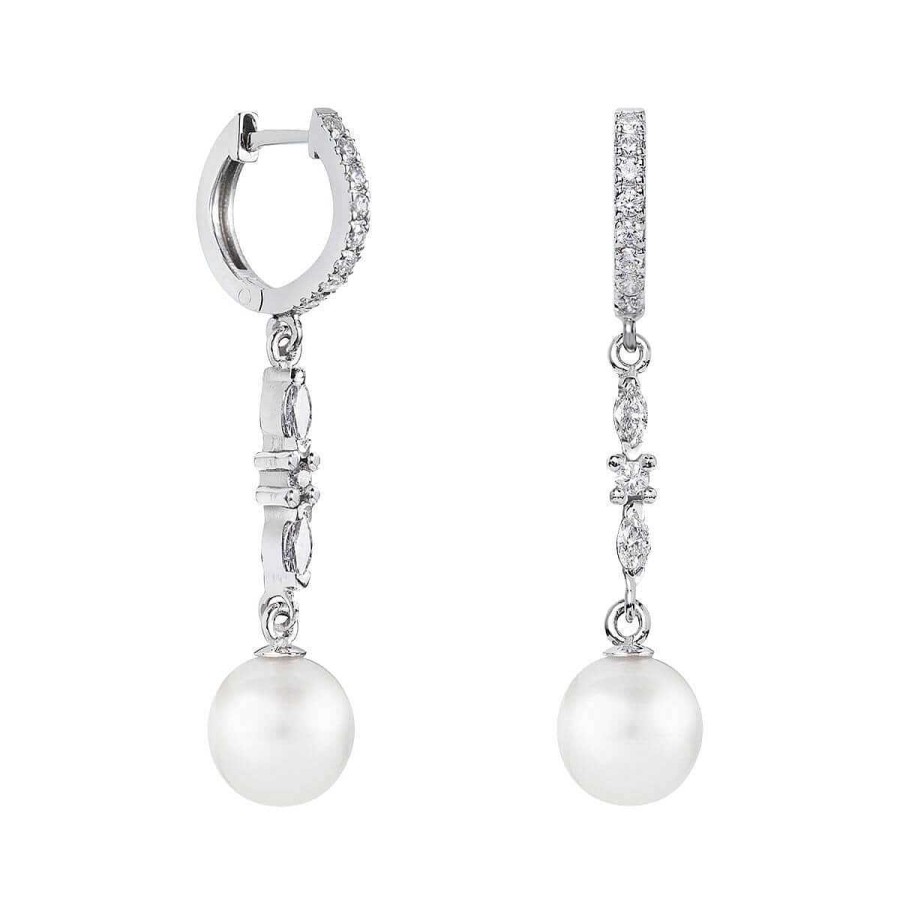 Joyer A ARGYOR | Pendientes De Perlas De Novia Oro Blanco Y Topacios (79B0405Td1)