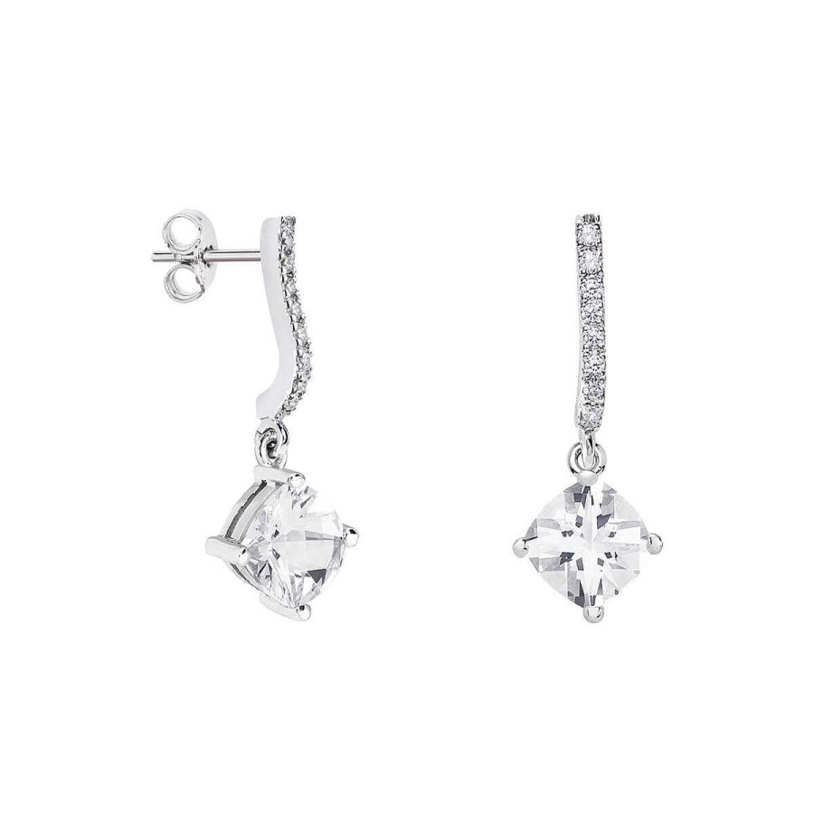 Joyer A ARGYOR | Pendientes Plata Con Cabezal En Barrita Y Topacio Blanco 79B0500Tc(1|2|3)