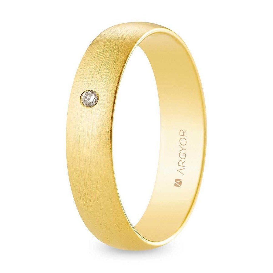 Joyer A ARGYOR | Alianza De Boda Oro Y Diamante Media Ca A 5 Mm Satinada (A50Rs1D)