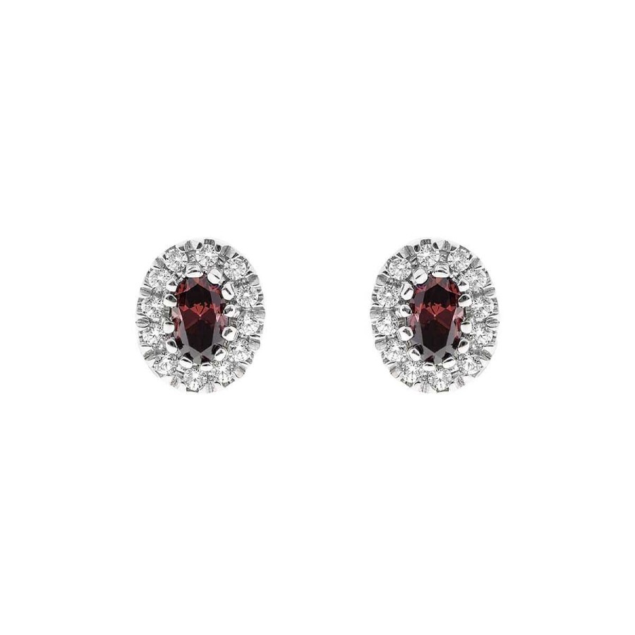 Joyer A ARGYOR | Pendientes Oro Blanco Con Rub Y Halo De Diamantes (0516004R)