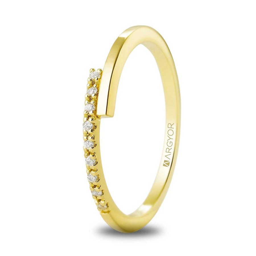 Joyer A ARGYOR | Anillo De Compromiso Oro Amarillo Con Brillantes Cierre Frontal (74A0185)