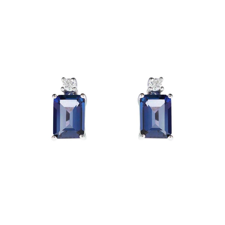 Joyer A ARGYOR | Pendientes De Oro Blanco Con Zafiro Azul Y Diamante (0516005Za)