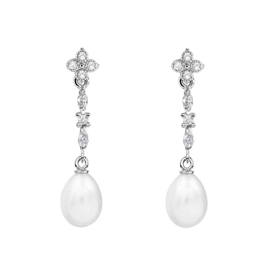 Joyer A ARGYOR | Pendientes Perla Plata De Novia Con Topacios Marquise (79B0105Te1)