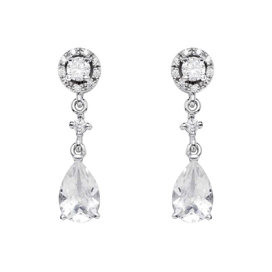 Joyer A ARGYOR | Pendientes De Novia Largos En Plata Con Topacios (75B0216Tt)