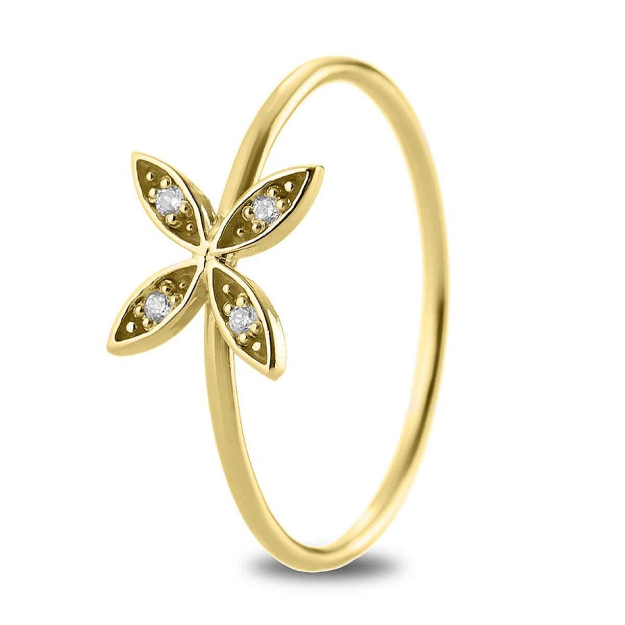 Joyer A ARGYOR | Anillo Oro 18K Flor Con Brillantes (76Aan006)