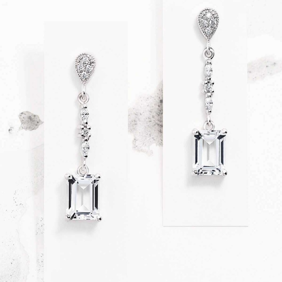 Joyer A ARGYOR | Pendientes De Novia Plata Con Topacios Entrepieza Marquise 79B0205Tb(1|2|3)