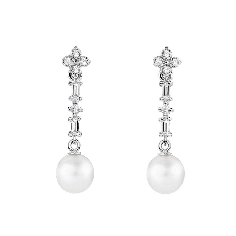 Joyer A ARGYOR | Pendientes Con Perlas Para Novia Plata Topacios Baguette (79B0106Td1)