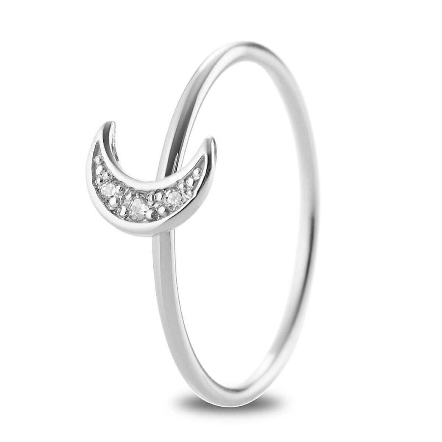 Joyer A ARGYOR | Anillo Luna De Diamantes En Oro Blanco 18K (76Ban004)