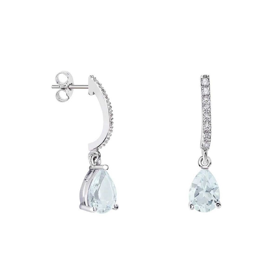 Joyer A ARGYOR | Pendientes En Plata De Novia Largos Con Brillante Azul (75B0219Tta)