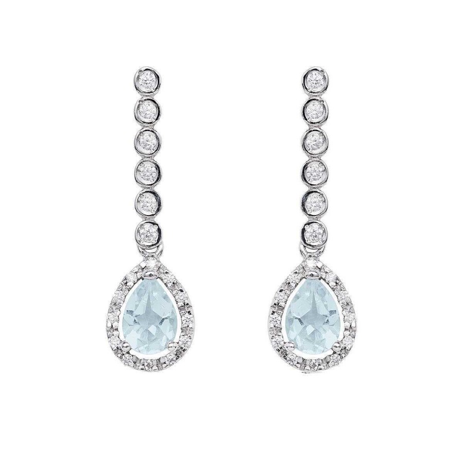 Joyer A ARGYOR | Pendientes De Novia Largos De Plata Con Piedra Azul (75B0201Tta)